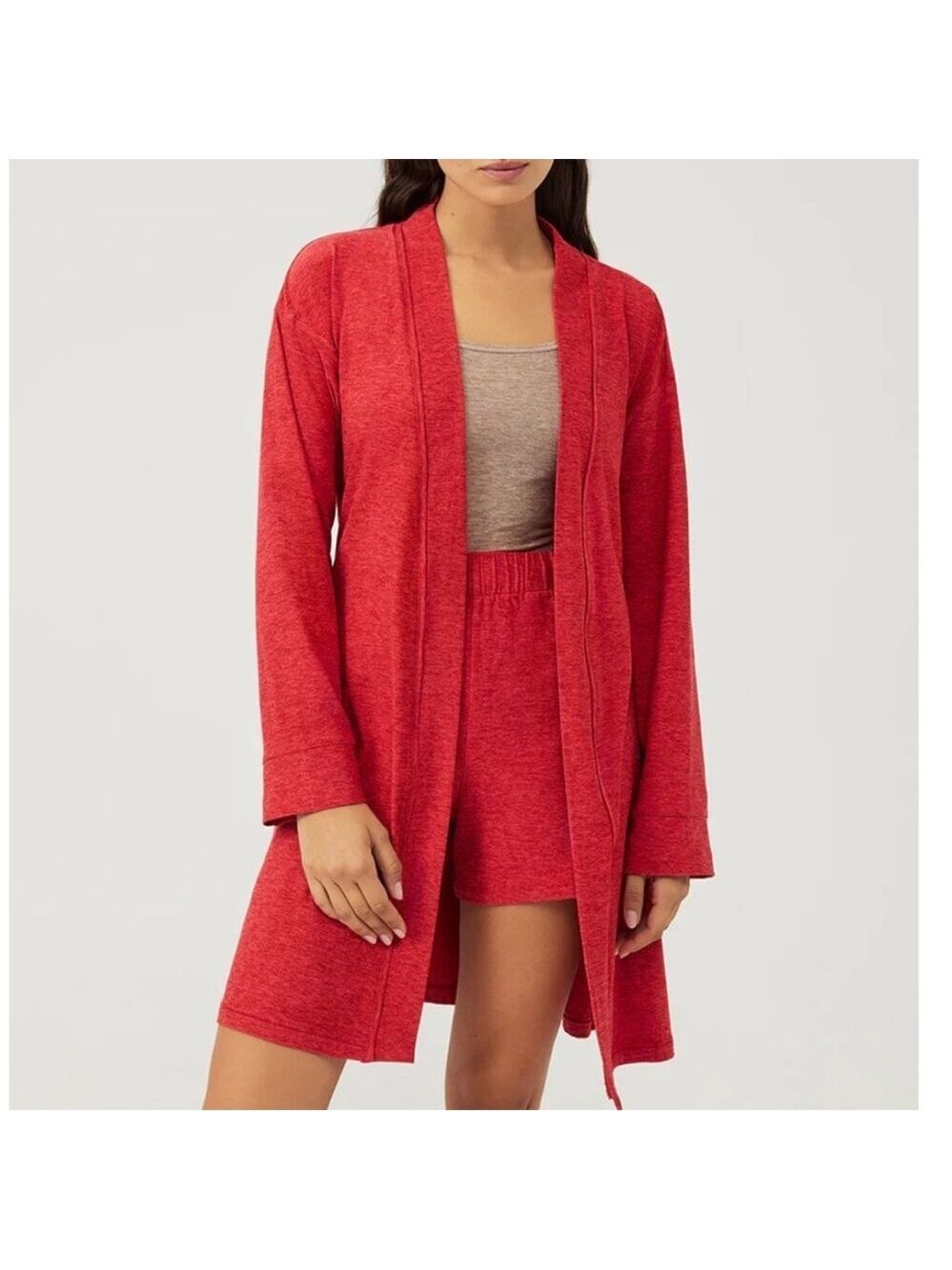 Outdoor Voices Cloudknit Robe In Strawberry Red, size M/L